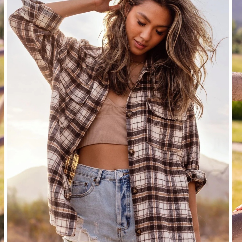 Brown Plaid shacket. Size small